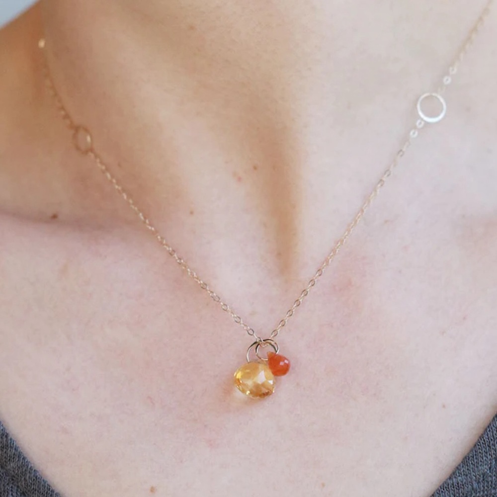 Citrine & Agate Stone Necklace